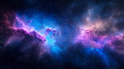 Wall Mural - a stunning cosmic scene featuring vibrant purple and blue nebulae against a star-filled backdrop, ev