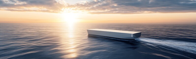 Poster - Futuristic hydrogen-powered electric cargo ship designed for sustainable transportation.