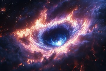 Wall Mural - Abstract Cosmic Vortex with Glowing Energy and Nebula Clouds