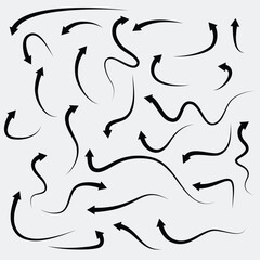 Aufkleber - Different arrow icon set circle, up, curly, straight and twisted. black arrows collection vector design. arrow icon
