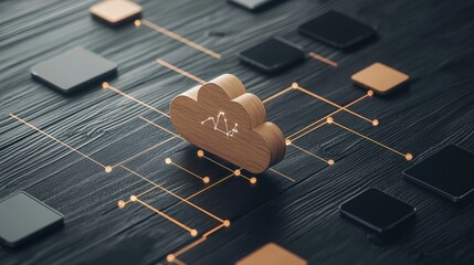 Wall Mural - a network of interconnected devices, including laptops, smartphones, and tablets, all pointing towar