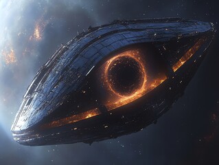 Wall Mural - Futuristic Spaceship with Glowing Ring Navigating the Galaxy in Sci-fi Art