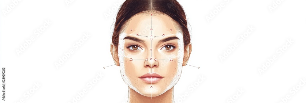Precise Botox injection points illustrated on a female face showcasing ...