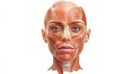 Aufkleber - Detailed medical illustration of female facial anatomy with Botox injection points clearly marked for educational purposes. Generative AI