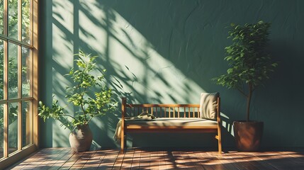 Wall Mural - Interior space with sunlight and plants creates a peaceful vibe