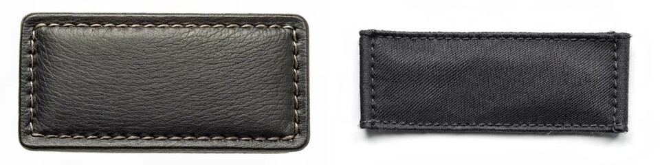 a black leather item with a white background. the item is a patch