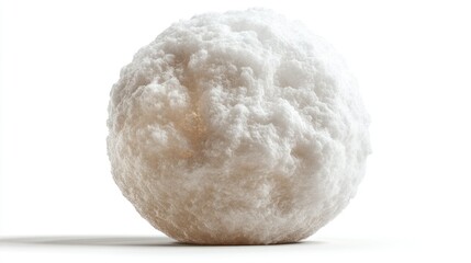 Poster - Close-up of a textured, spherical, white object isolated on white background.