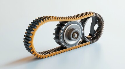 Aufkleber - Close-up of a timing belt and gears, showcasing intricate mechanical details.