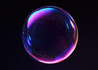 Wall Mural - vibrant iridescent sphere on black background.
