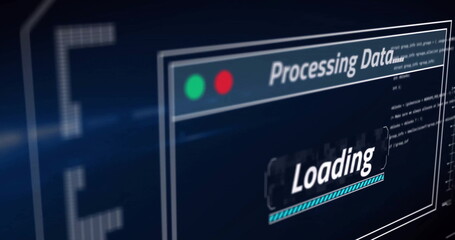 Wall Mural - image of digital data processing and text over black background