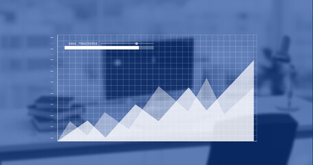Wall Mural - image of data processing and diagrams over empty office