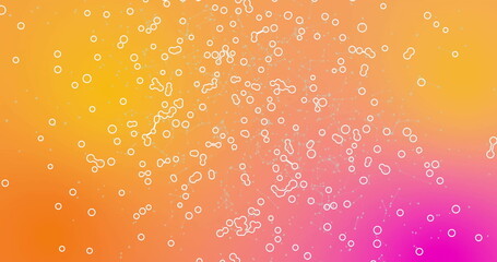 Wall Mural - image of network of connections with white shapes on colourful background