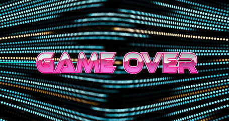 Wall Mural - image of game over text over neon pattern background
