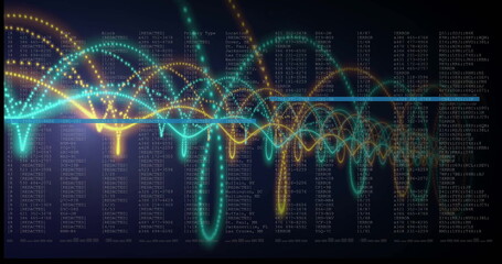 Wall Mural - image of digital data processing over black background