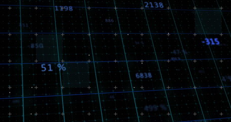 Wall Mural - image of digital data processing over black background