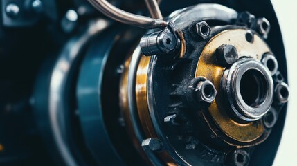 Aufkleber - Close-up of intricate metallic machine parts, showcasing industrial design and engineering details.