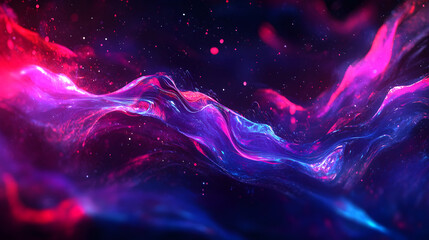 Wall Mural - Abstract background with colorful curves and waves, in shades of purple, blue, and red, on a dark black background. Abstract galaxy background.