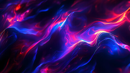 Wall Mural - Abstract background with colorful curves and waves, in shades of purple, blue, and red, on a dark black background. Abstract galaxy background.