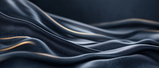 Poster - Abstract minimal luxury background with refined sophistication, featuring smooth dark waves and subtle golden highlights