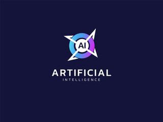 Wall Mural - artificial intelligence with letter ai in radar eye circle technology analysis logo vector design co