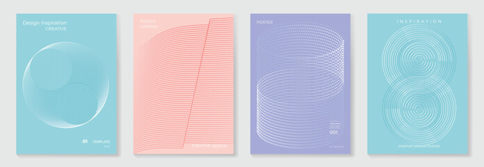 Aufkleber - Abstract line wave poster background vector set. Minimalist cover template with vibrant perspective line wave in motion. Ideal design for social media, cover, banner, flyer, music, ads.