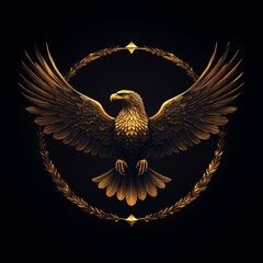 Majestic eagle emblem in golden hues.