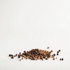 Wall Mural - Assorted peppercorns on white surface: spices, seasoning, cooking, culinary, ingredient