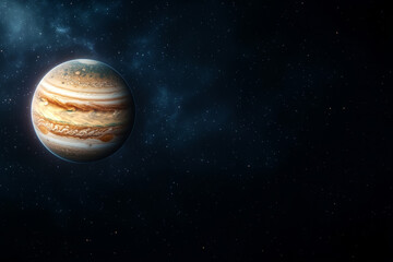 Wall Mural - Jupiter and Earth alignment in deep space. Jupiter in vibrant cosmic alignment with stars in background