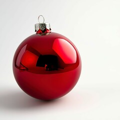 shiny bright red christmas ornament hanging decoration festive holiday celebration sphere glass ball