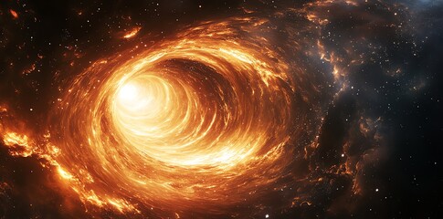 Wall Mural - Swirling Cosmic Wormhole with Nebula and Starlight Glowing Brightly Ahead