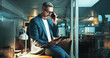 © peopleimages.com - Mature man, tablet and phone call with office, overtime work or project feedback. Web design, night or email update for programmer, cloud computing and research negotiation or online communication