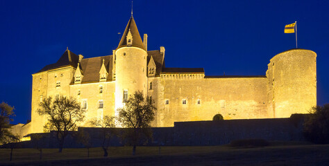 Wall Mural - Night view of medieval castle Chateau de Chateauneuf, France