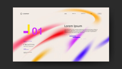 landing page with abstract wave futuristic retro fluid gradient design