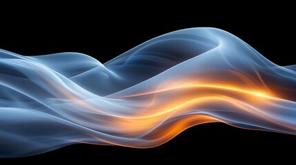 Wall Mural - abstract smoke waves, glowing, dynamic, black background, visual effect, suitable for digital art, t