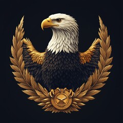 Wall Mural - Eagle emblem with golden laurel design.