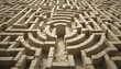 © Alon - Labyrinth with walls outlining a complex financial chart, navigating through fiscal challenges.