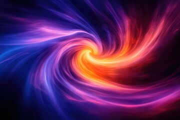 Fototapete - Abstract swirling vortex of vibrant purple, blue, and orange hues creating a dynamic and energetic visual.