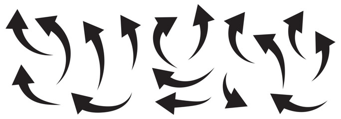 Wall Mural - Black arrow icon isolated on white background. Horizontal dual long straight , right and left side arrow signs. Arrow indicated the direction symbol. Curved and straight arrow icon vector