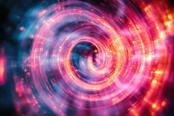 Poster - Abstract swirling vortex of vibrant pink and orange light, creating a mesmerizing cosmic effect.