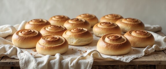 Wall Mural - a freshly baked collection of golden brown rolls.