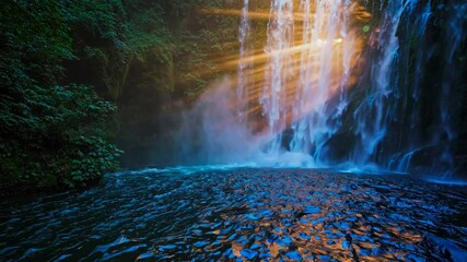 Poster - Majestic Waterfall Sunset