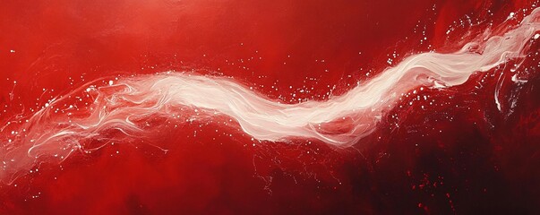 Wall Mural - A deep red background with soft, glowing white streaks curving across