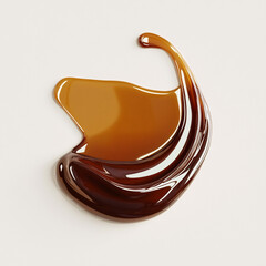 Wall Mural - A sweet, glossy swirl of caramel and chocolate, artistically presented on a clean, simple background, evokes a sense of culinary indulgence.