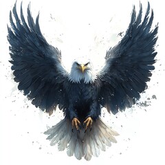 Wall Mural - Majestic eagle soaring with outstretched wings.