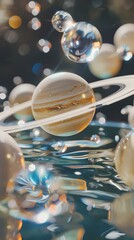 Wall Mural - Digital technology Universe transparent stereo planet poster background