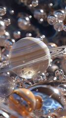Wall Mural - Digital technology Universe transparent stereo planet poster background