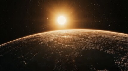 Wall Mural - Earth with the sun rising