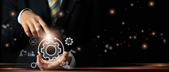 Wall Mural - robotic process automation (rpa) for business growth, ai, digital transformation, industry 4.0, auto