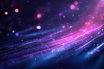 abstract purple and blue glowing wave with particles.