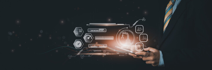 Wall Mural - ai-powered robotic process automation (rpa) for business efficiency, digital transformation, automat